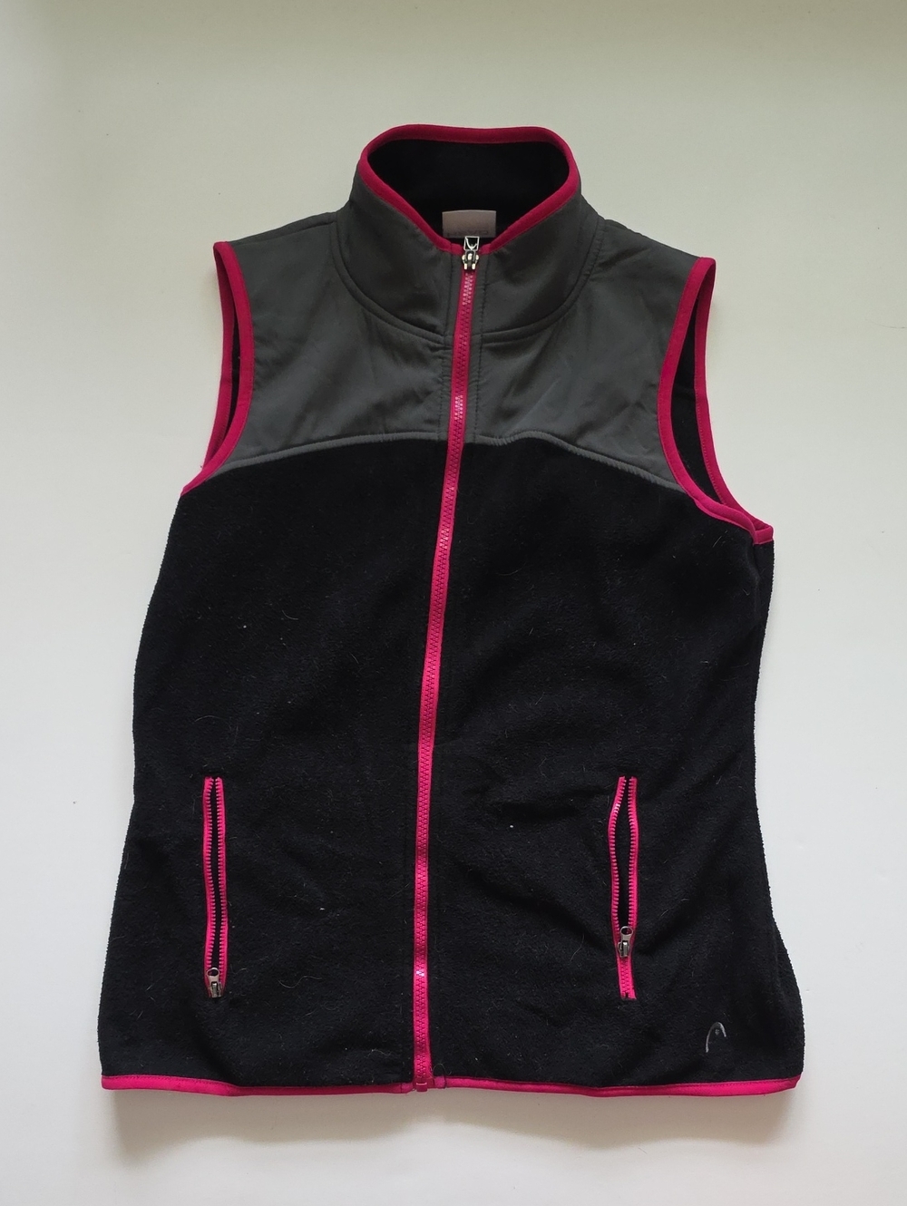 Head | Black Fleece Vest with Pink Trim